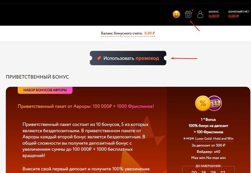 Поле для промокода